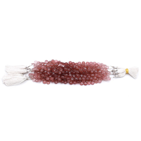 Strawberry Quartz Pink Pear Faceted Natural Beads 8 Inches Strands