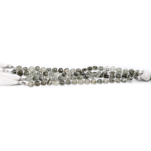Rutilated Quartz Black Heart Faceted Natural Beads 8 Inches
