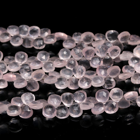 Rose Quartz Pink Heart Faceted Natural Beads 8 Inches Strands