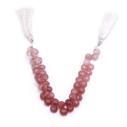 Strawberry Quartz Pink Pear Faceted Natural Beads 8 Inches Strands