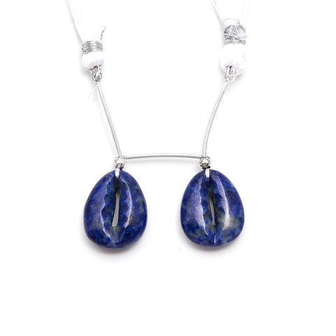 Lapis Lazuli Blue Cowrie Shell Carving Natural Pair Beads