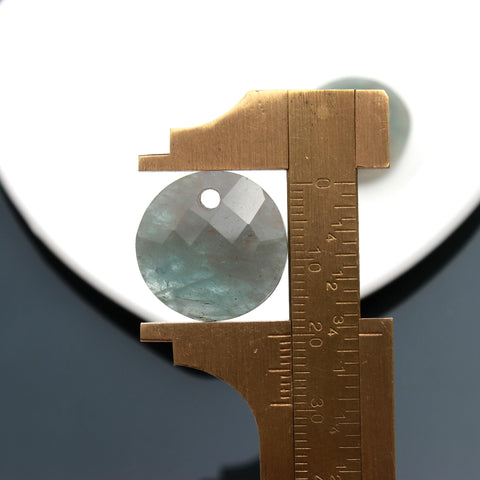 Labradorite Gray Coin Faceted Natural 18 MM Stone Pair Of 2