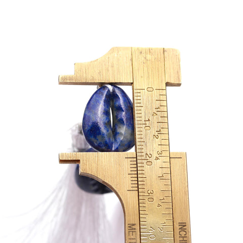Lapis Lazuli Blue Cowrie Shell Carving Natural Pair Beads