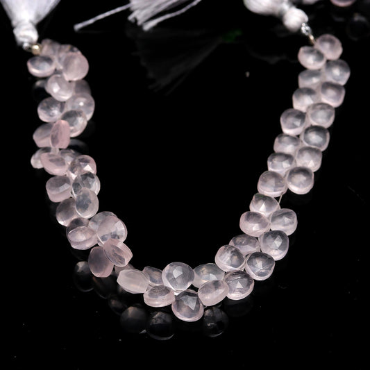Rose Quartz Pink Heart Faceted Natural Beads 8 Inches Strands