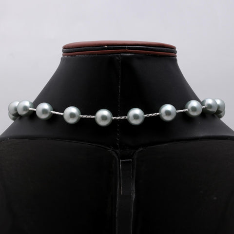 Pearl Grey Round Smooth Natural Beads Necklace 20 inches Strands