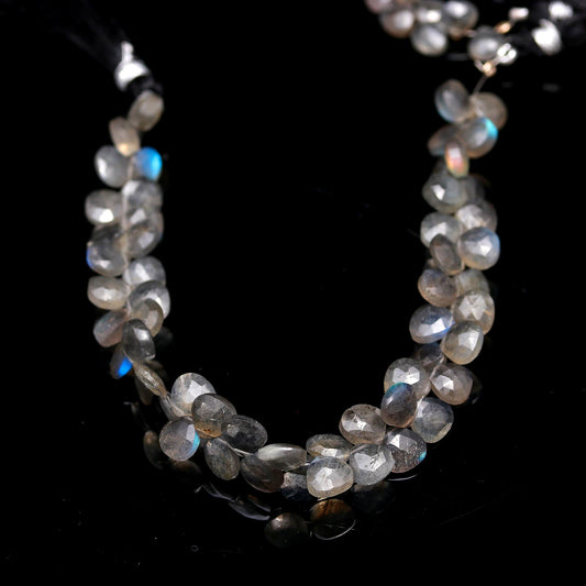 Labradorite Grey Heart Faceted Natural Beads 8 Inches Strands