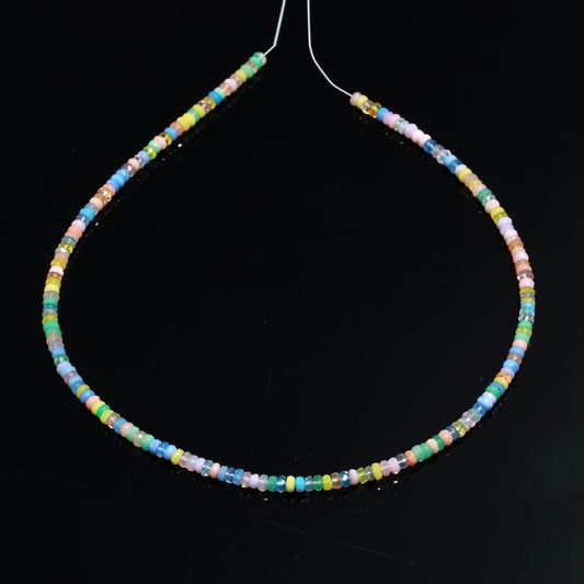 Ethiopian Opal Multi Rondelle Faceted Natural Beads 16 Inches Strands