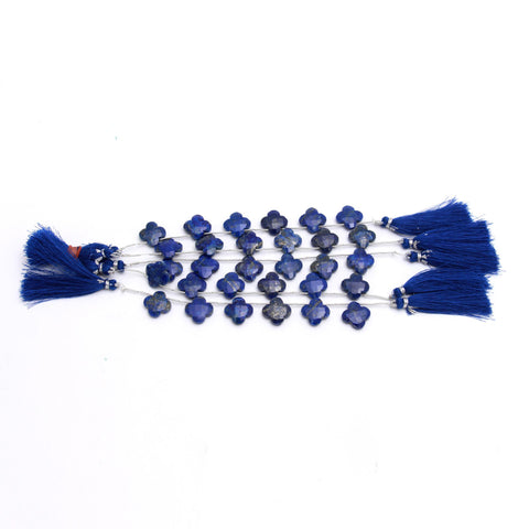 Lapis Lazuli Blue Clover Faceted Natural Beads 8 Inches Strands