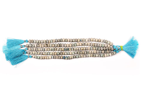 Dendrite Opal Grey Rondelle Smooth Natural Medium Beads 8 Inches Strands