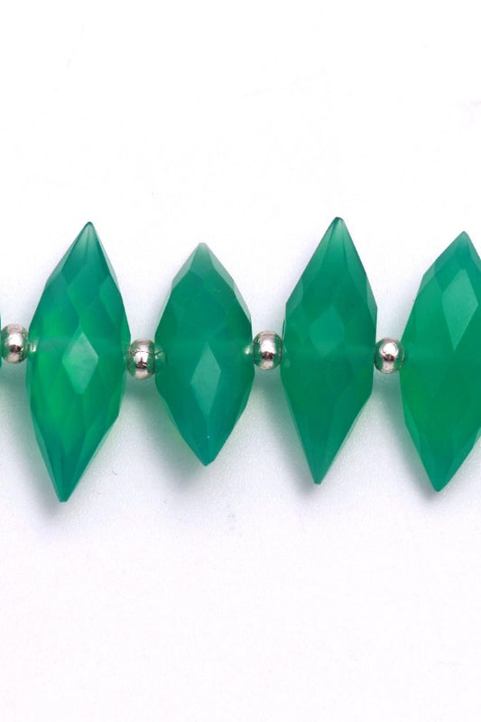 Green Onyx Dew Drop Faceted Natural Beads