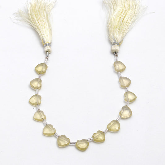 Lemon Quartz Yellow Heart Faceted Natural Beads 8 Inches Strands