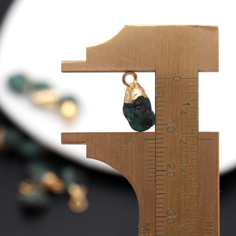 Emerald Green Raw Gold Plating Bezel Cap 12 MM Pendant Charms