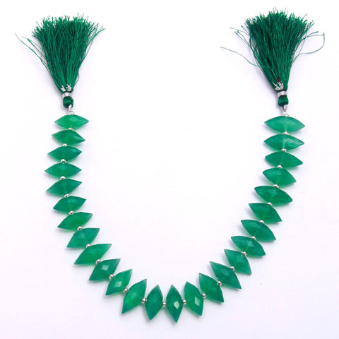 Green Onyx Dew Drop Faceted Natural Beads