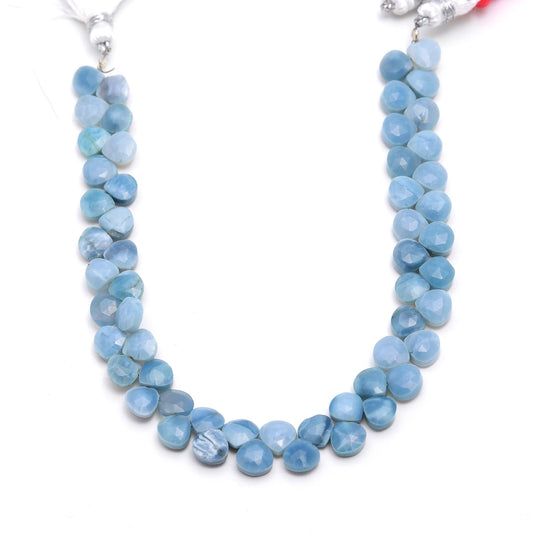Blue Opal Heart Faceted Natural Beads 8 Inches Strands