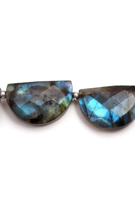 Labradorite Grey D Shape Faceted Natural Beads