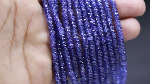 Tanzanite Purple Rondell Faceted Natural Beads 16 inches strands