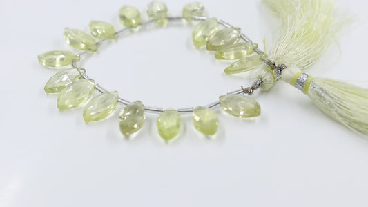 Lemon Quartz Yellow Marquise Faceted Natural Beads 8 Inches Strands