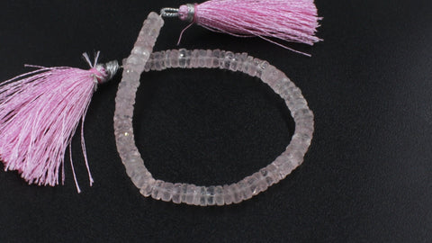 Rose Quartz Pink Tire Faceted Natural Beads 8 Inches Strands