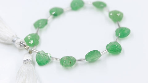 Strawberry Quartz Green Heart Faceted Natural Beads 8 Inches Strands