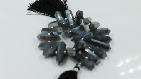Mystic Coated Labradorite Double Pencil Faceted Natural Beads