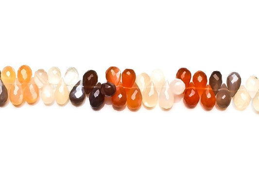 Moonstone Multi Color Drop Faceted Natural Beads