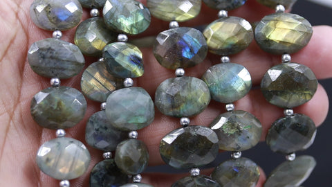 Labradorite Grey Oval Faceted Natural Beads 8 Inches Strands