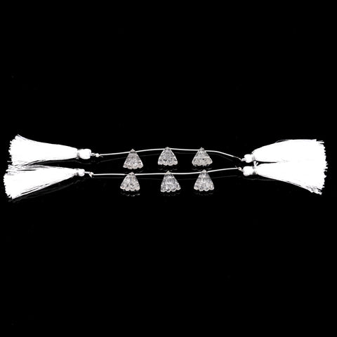 Crystal Quartz White Umbrella Carving Natural 3 Piece Beads