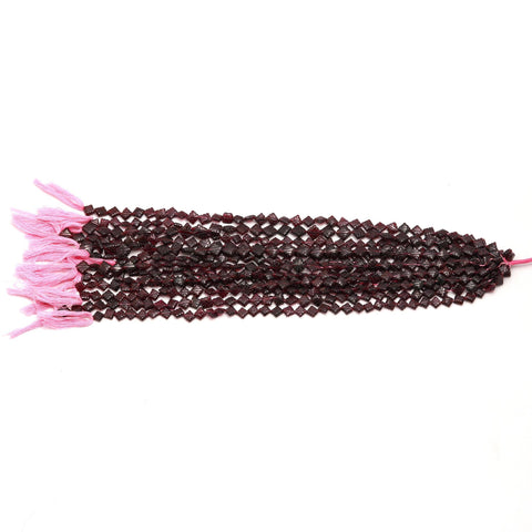 Garnet Red Carving Square Shaped Natural Beads 15 Inches