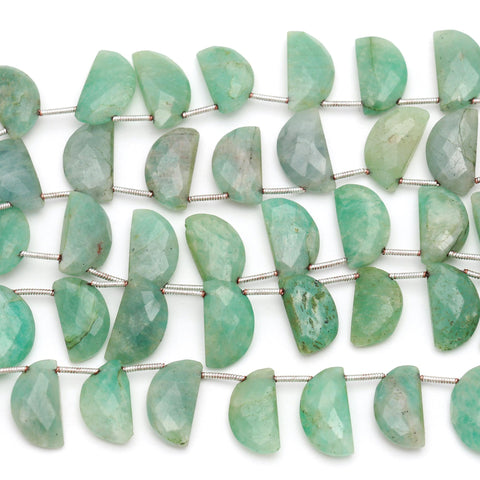 Amazonite Green D Shape Faceted Natural Beads 8 Inches Strands