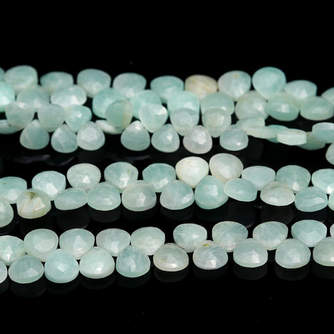 Aquamarine Blue Heart Faceted Natural Beads 8 Inches Strands