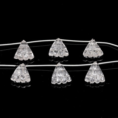 Crystal Quartz White Umbrella Carving Natural 3 Piece Beads