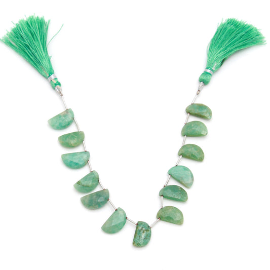 Amazonite Green D Shape Faceted Natural Beads 8 Inches Strands