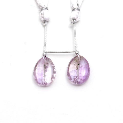 Ametrine Pink Cowrie Shell Carving Natural Pair Beads