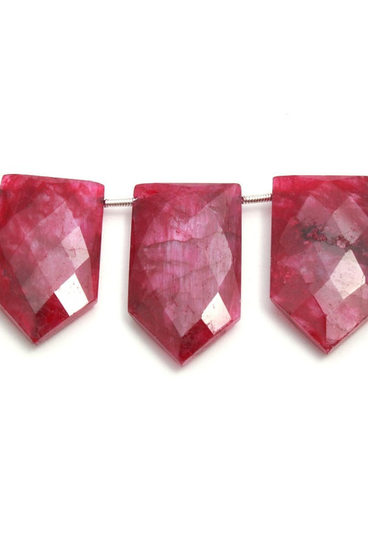 Ruby Quartz Red Pentagon Faceted Natural Beads