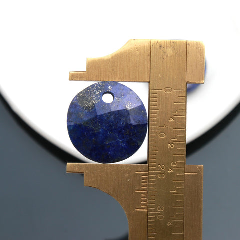 Lapis Lazuli Blue Coin Faceted Natural 18 MM Stone Pair Of 2