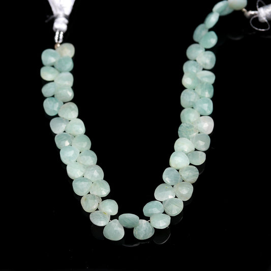 Aquamarine Blue Heart Faceted Natural Beads 8 Inches Strands