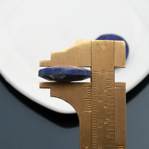 Lapis Lazuli Blue Coin Faceted Natural 18 MM Stone Pair Of 2