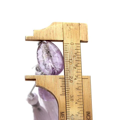 Ametrine Pink Cowrie Shell Carving Natural Pair Beads