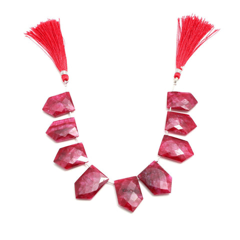 Ruby Quartz Red Pentagon Faceted Natural Beads