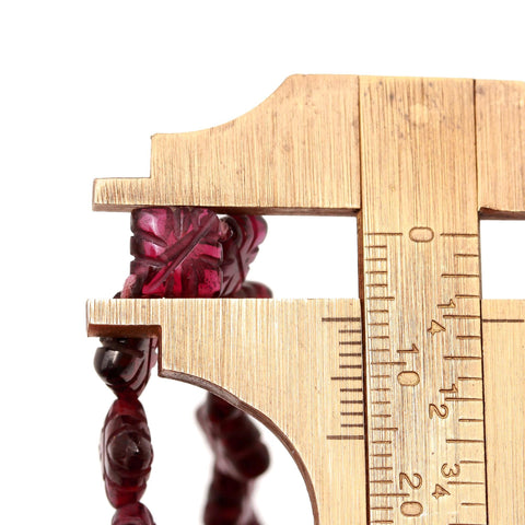 Garnet Red Carving Square Shaped Natural Beads 15 Inches