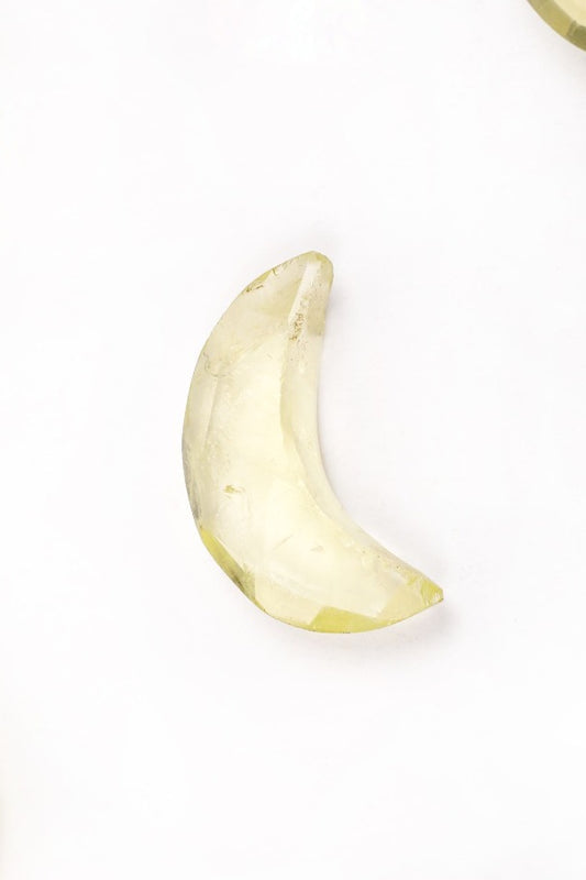 Lemon Quartz Yellow Half Moon Faceted Natural Beads