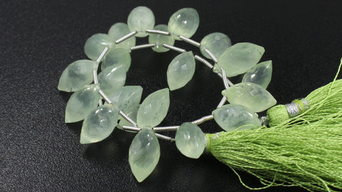 Prehnite Green Dew Drop Faceted Natural Beads