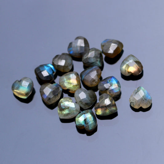 Labradorite Grey Heart Carving Natural 7 MM Beads