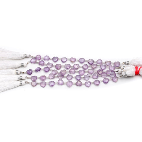 Amethyst Pink Heart Faceted Natural Beads 8 Inches Strands