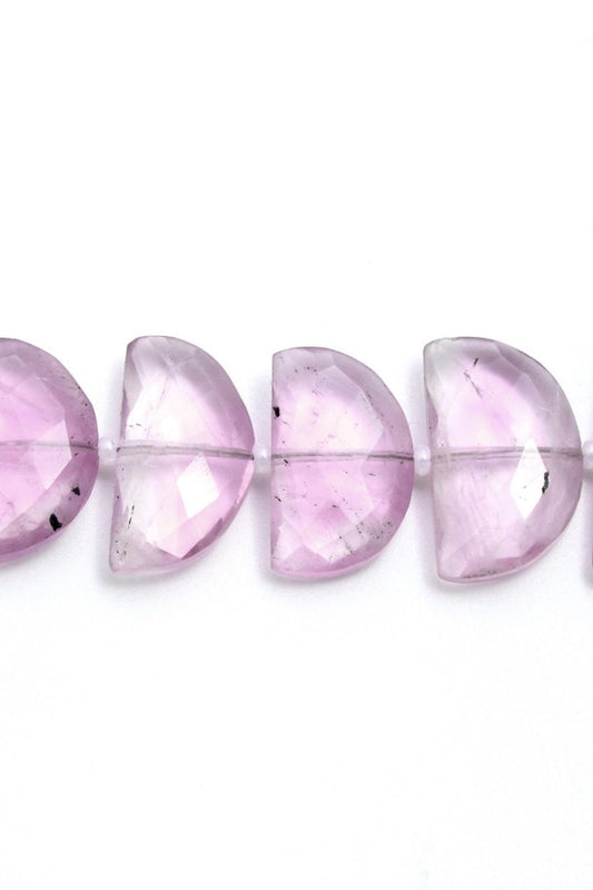 Pink Amethyst D Shape Faceted Natural Beads