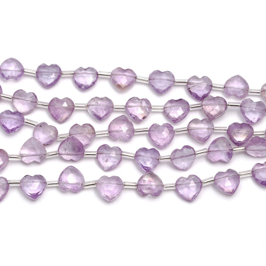 Amethyst Pink Heart Faceted Natural Beads 8 Inches Strands