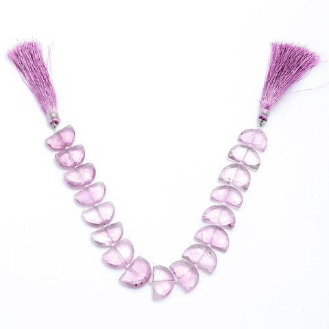 Pink Amethyst D Shape Faceted Natural Beads