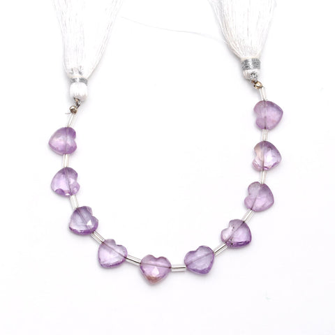 Amethyst Pink Heart Faceted Natural Beads 8 Inches Strands