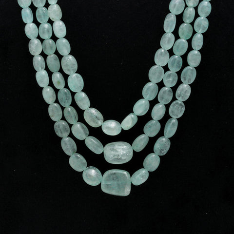 Jade Green Oval Smooth Natural Beads Necklace 24 inches Strands