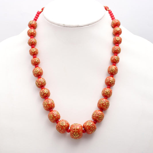 Coral Orange Rondelle Smooth Natural Beads Necklace 24 Inches Strands